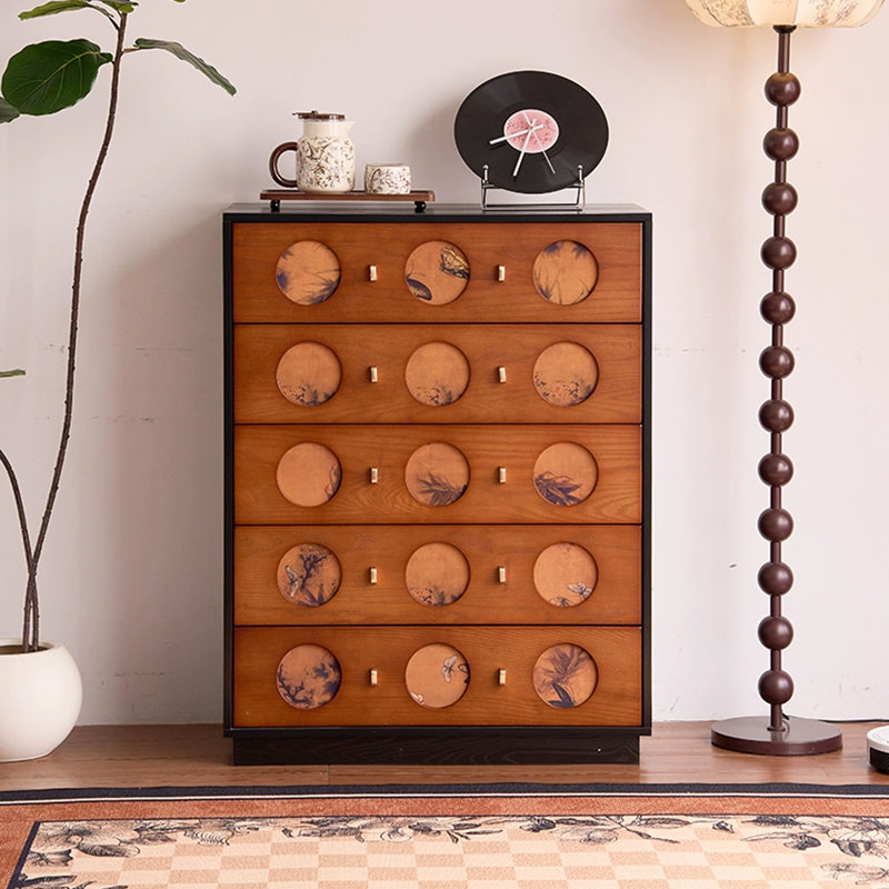 Black+Brown Solid Wood Accent Cabinet
