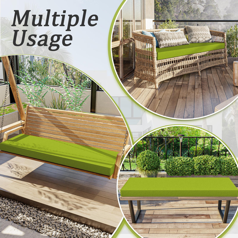 Outdoor 3.5'' Bench Seat Cushion, Available In 5 Sizes, 36" W x 18" D, Grass Green