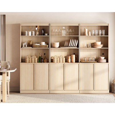 94.5" Wide Wood Sideboard Buffet with Doors & Adjustable Shelves, 72" Tall Storage Cabinet for Dining Room Kitchen