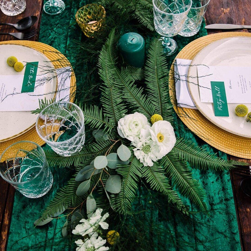 29 X120 Inch Green Velvet Table Runner