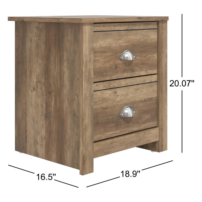 Blessinger 20.07'' Tall 2 Drawer Nightstand, Knotty Oak