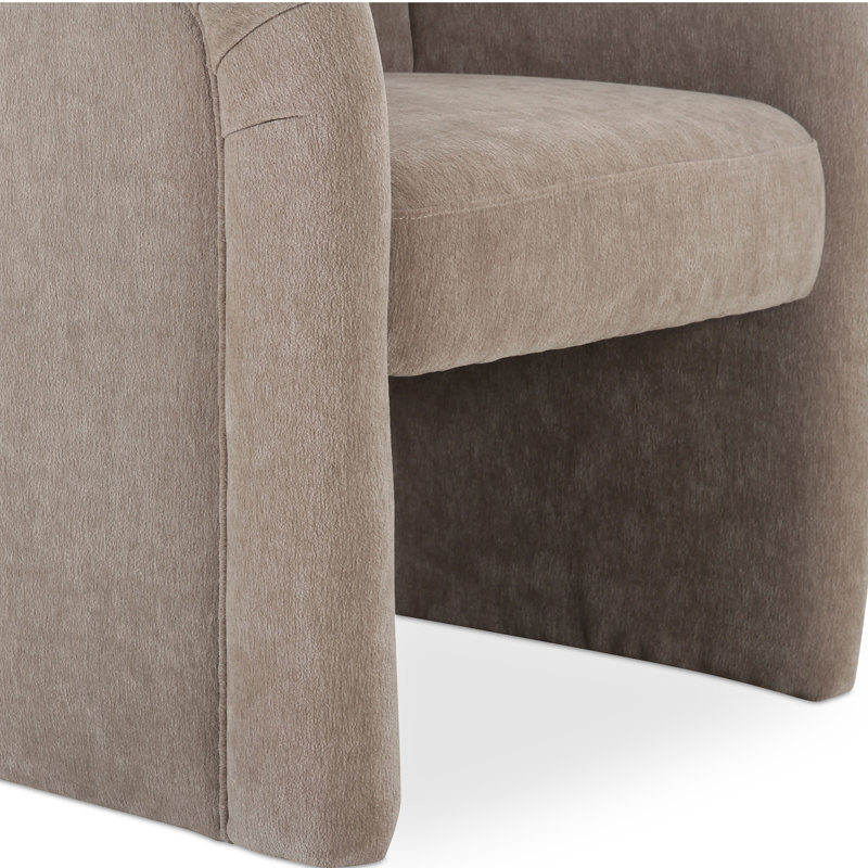 Becca Rolling Dining Arm Chair, Light Beige Performance Chenille