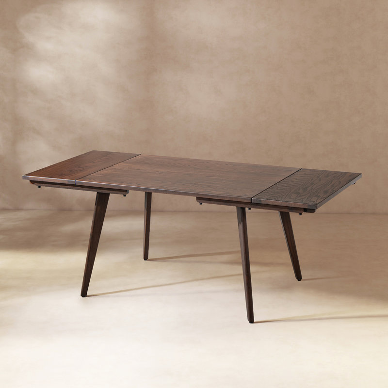 Table de salle à manger à rallonge en bois de chêne massif 47-78,5 po Hawley, H 30 po x L 47 po x l 33,5 po, Marron foncé