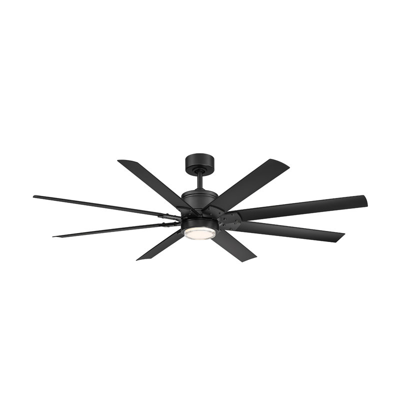 Renegade 8 - Blade Outdoor Integrated LED Smart Standard Ceiling Fan with Remote Control and Light Kit Included, 3000K, 66"