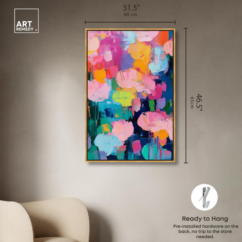 Toile «Glide of Colours» par Art Remedy, Cadre doré, H 46 po x l 31 po