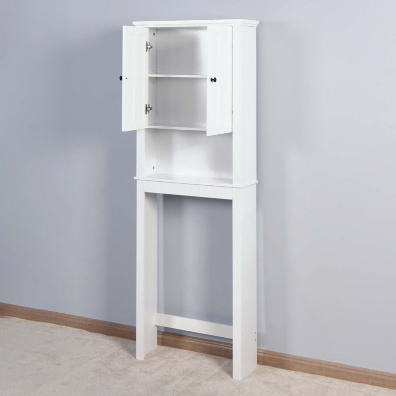 Bathroom Wooden Storage Cabinet Over-The-Toilet Space Saver With A Adjustable Shelf