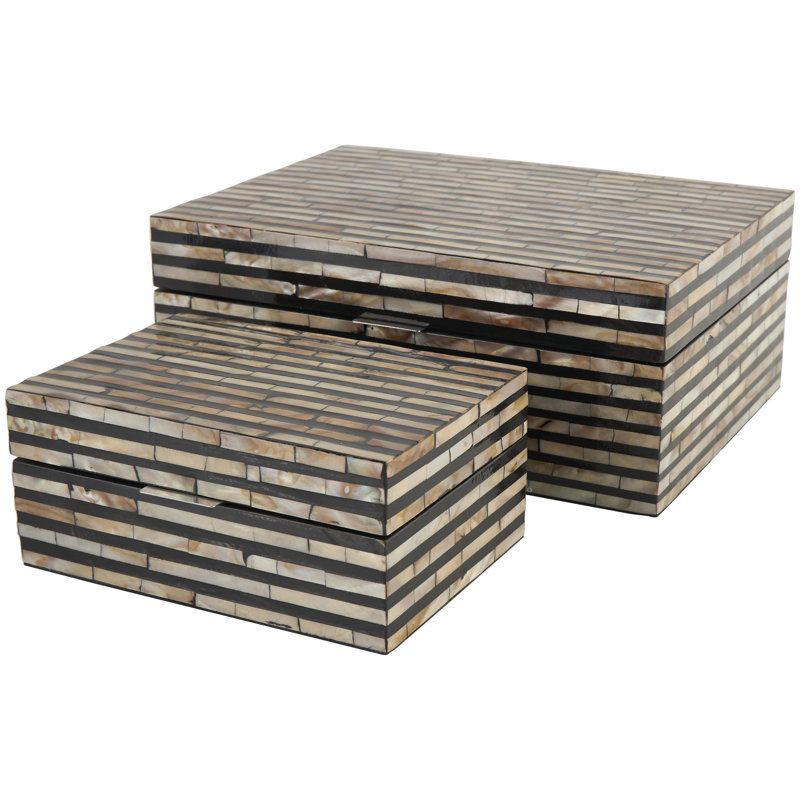 2 Piece Handmade Decorative Box Set, Black