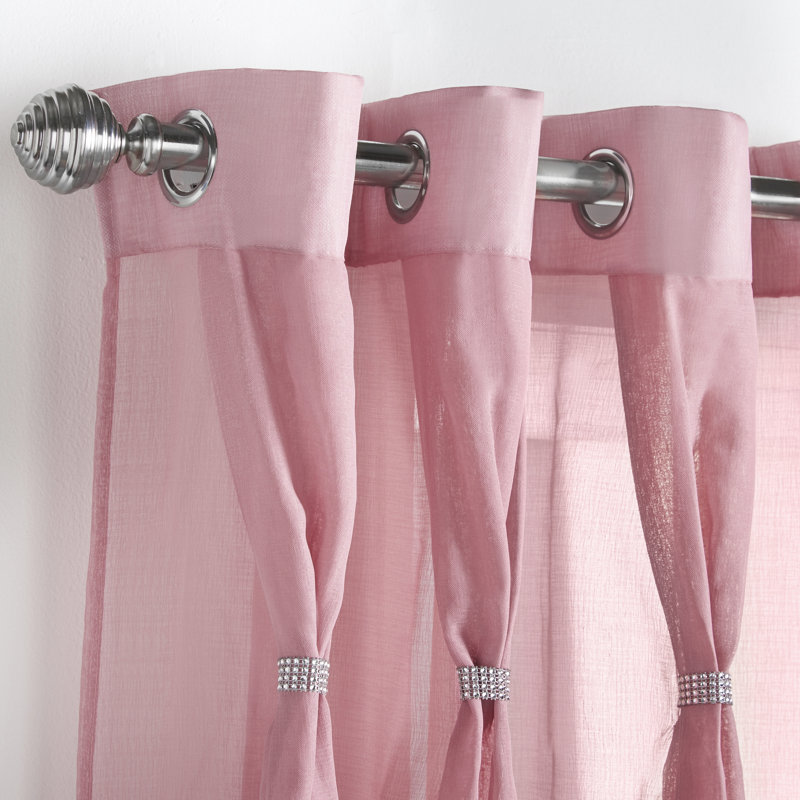 Eoin Diana Eyelet Sheer Curtain Panel, 144 W x 274 D cm, Blush