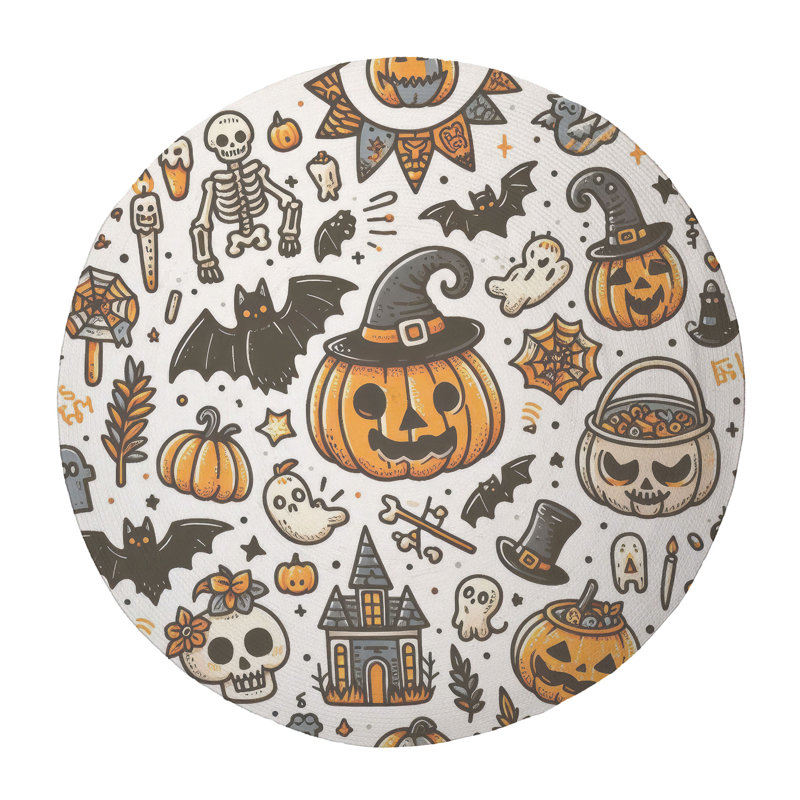 Tapis tressé Little Monsters, Rond 5 pi