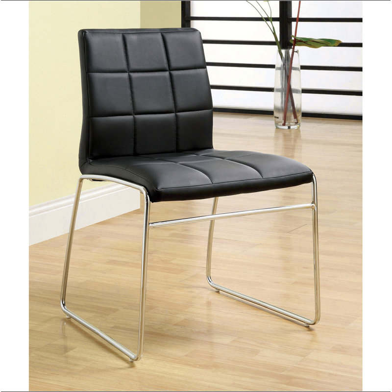 Chaises de salle à manger en métal chromé noires