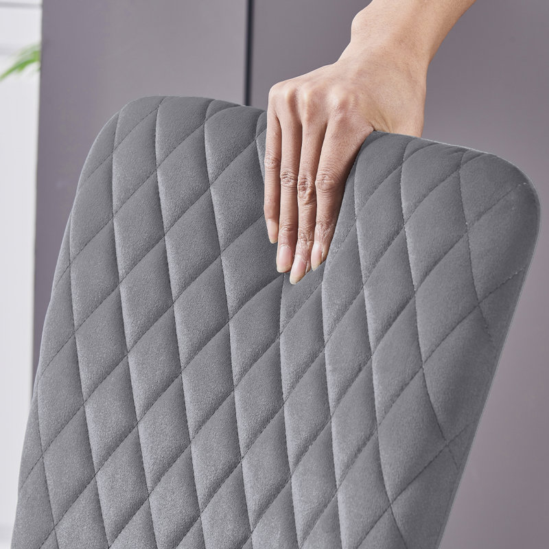 Velvet Upholstered Dining Chair Set High Back, Grey