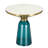 19" Round Side End Table Glass/Sintered Stone Top With Brushed Gold Rim And Tempered Glass Base-109375754-109375757