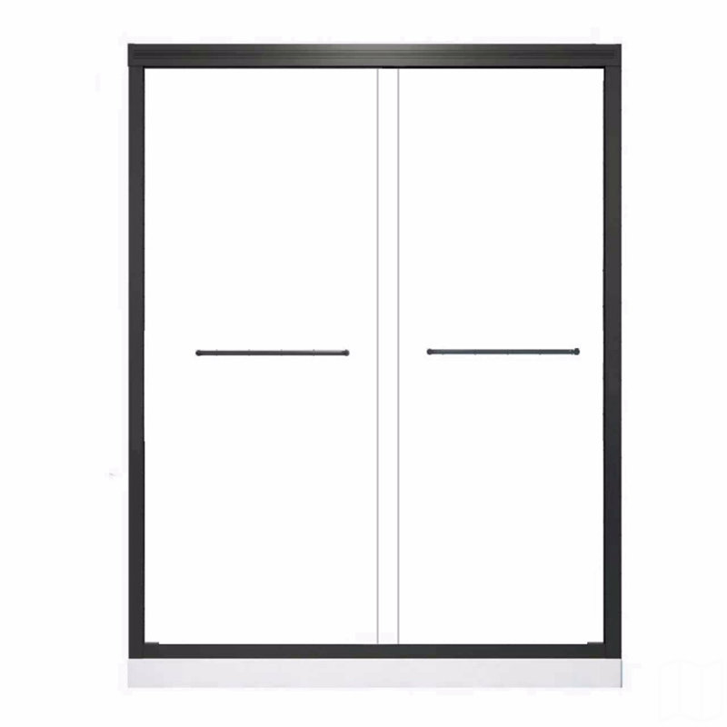 Half Frameless Double Sliding Glass Shower Door, Certified 1/4 Inch (6Mm) Transparent Tempered Glass, With Safety Explosion-Proof Film