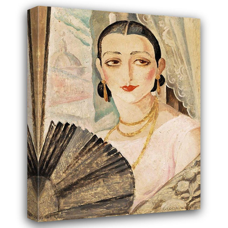«Red Barrel Studio® Wegener, Gerda», art sur toile tendue sous le titre: Portrait de Lili Elbe avec un éventail