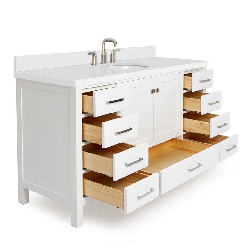 Cambridge 61'' W Single Vanity, Oval, White