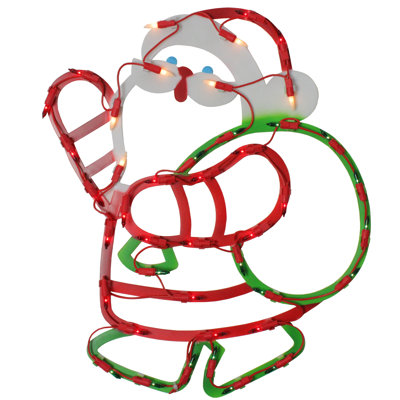 Lighted Santa Claus with Gift Sack Christmas Window Silhouette - 17.5 Inch