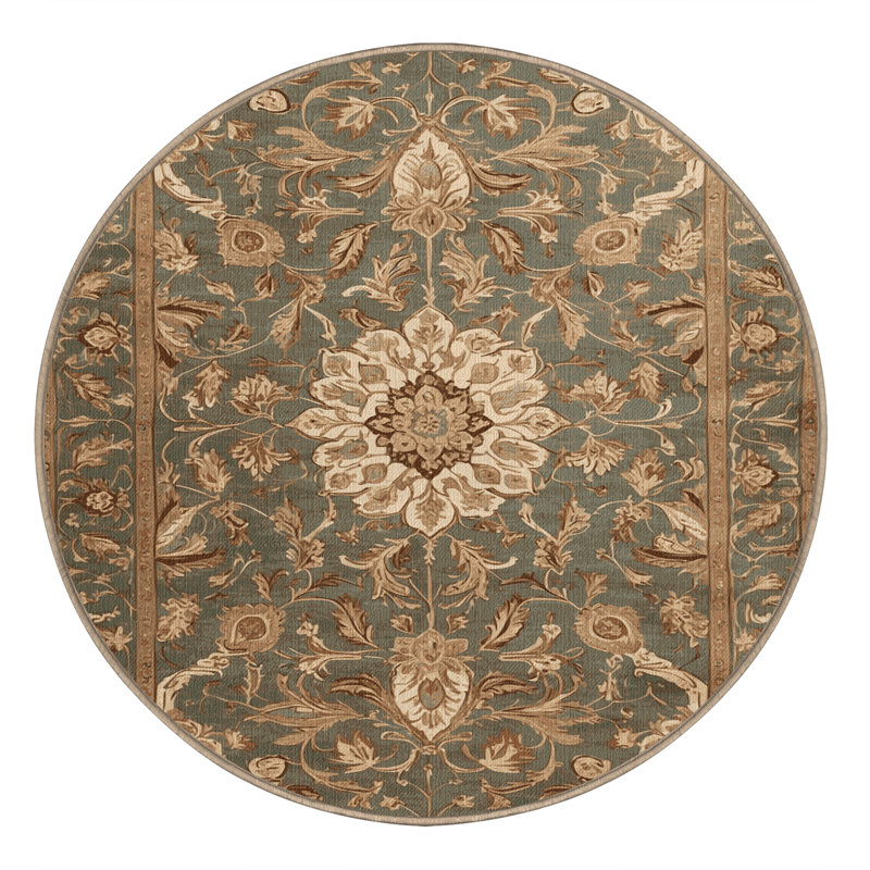 Tapis brun lavable à la machine, Rond 7 pi
