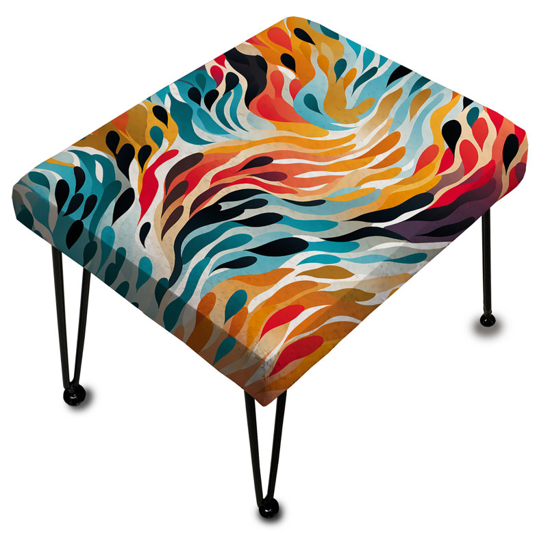 Rainbow Cheetah Waves - Abstract Rectangle Ottoman