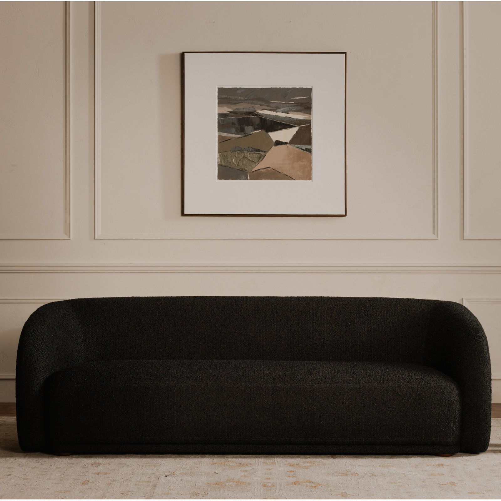 Penelope 86" Sofa, Noir Boucle