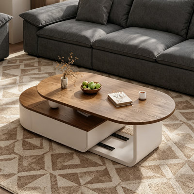 Telescopic Oval Home Multi Storage Coffee Table