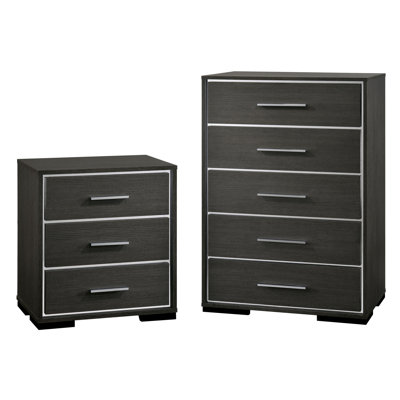 Ensemble commode et table de chevet 2 pièces Abbagail