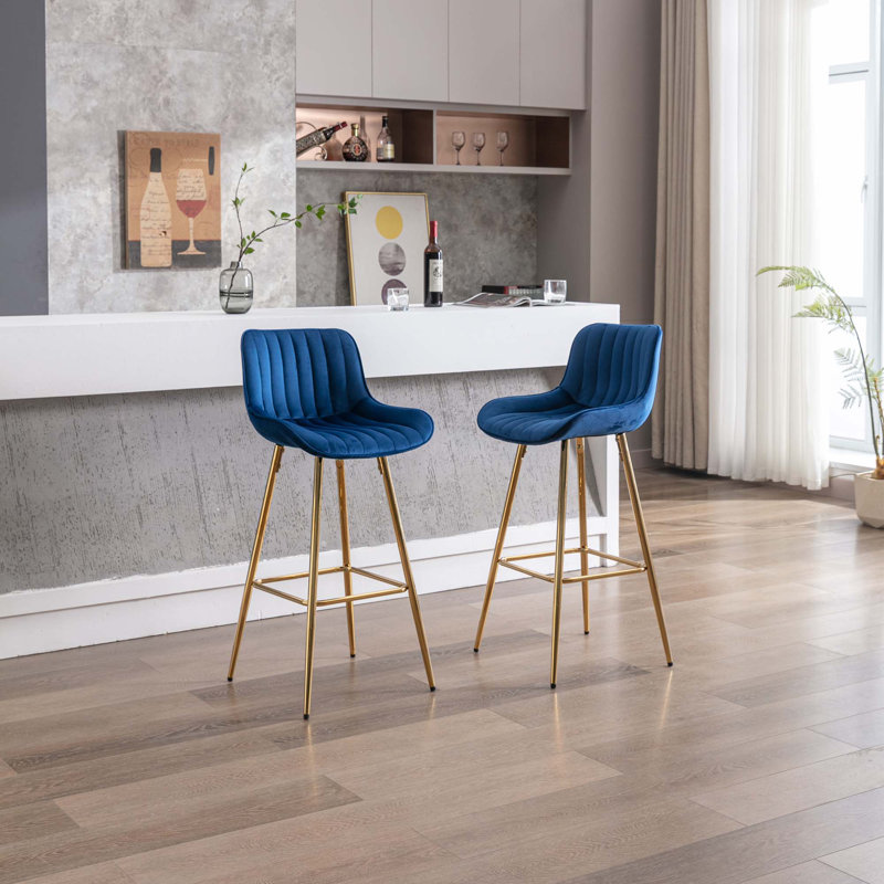 Ensemble de 2 tabourets de bar, Bleu, Tabouret de bar (siège d'une hauteur de 29,92 po)