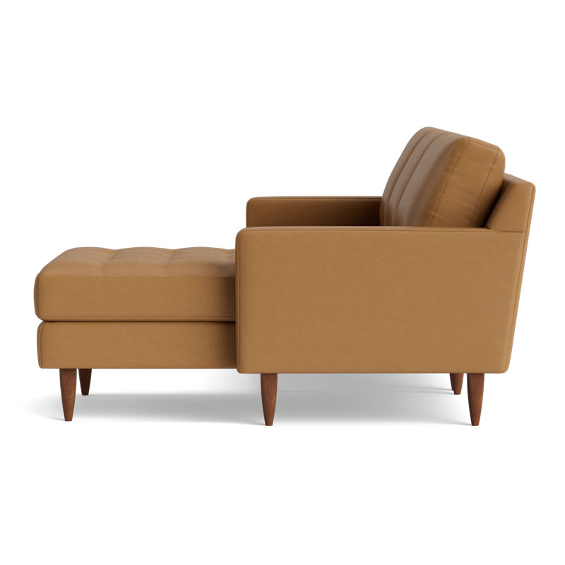 MCM Leather Chaise Sectional, Right Hand Facing, Bison Butterscotch Top Grain Leather