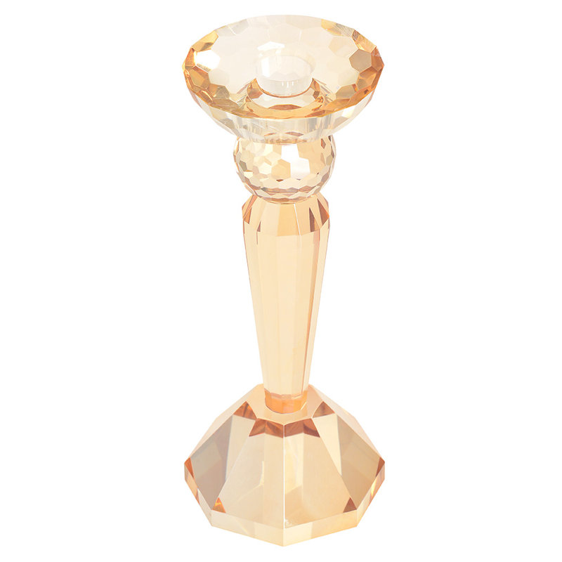 Crystal Tabletop Candlestick, 21cm H x 12cm W x 12cm D, Copper