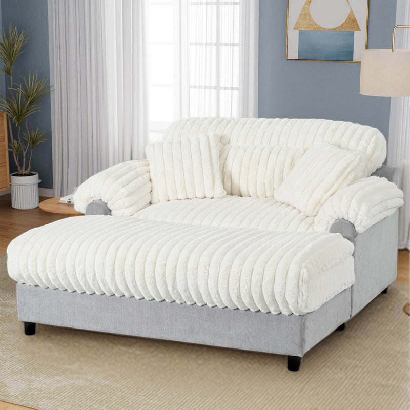 Canapé-lit moderne avec méridienne 65,25 po Cloud, Beige