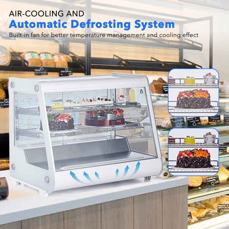 Refrigerated Display Case ,5.3 Cu.Ft  Countertop Pastry Display Case Commercial Display Refrigerator w/LED display Air-cooling Automatic Defrost Rear Sliding Door