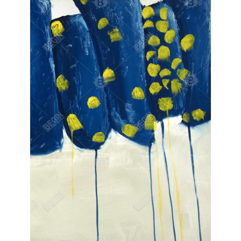 Polyester Sateen Duvet Cover, Twin Duvet, Blue Abstract Blue And Yellow Flowers