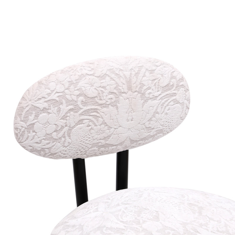 2Pcs Bar Stools Set with Backrest, S-shaped Barstools,Floral Print Upholstered Dining Chairs, Black