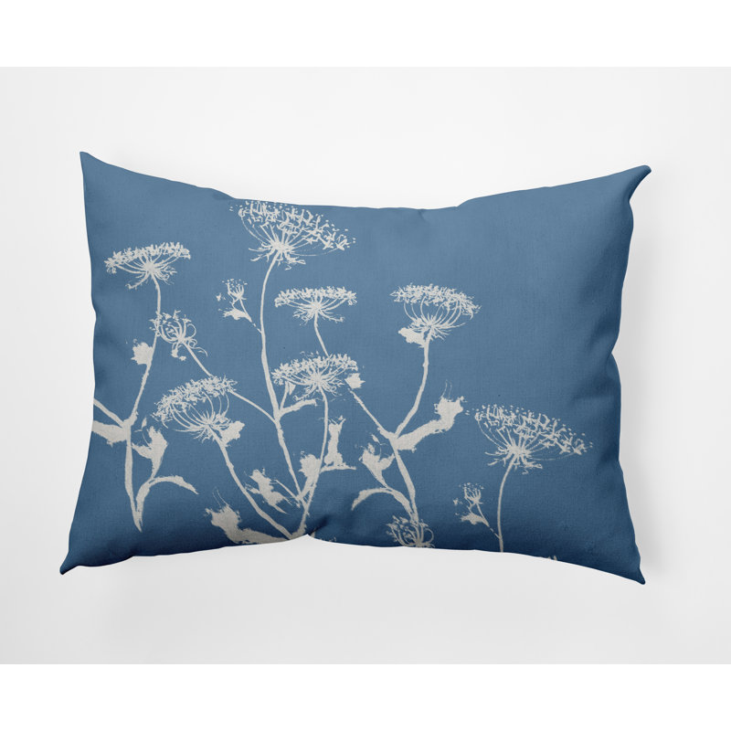 Floral Lumbar Pillow, Blue