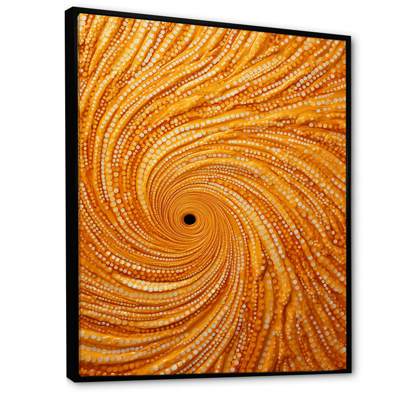 «Abstract Orange Swirl Collages II», art mural abstrait, Cadre flottant noir, H 20 po x l 12 po x P 1 po