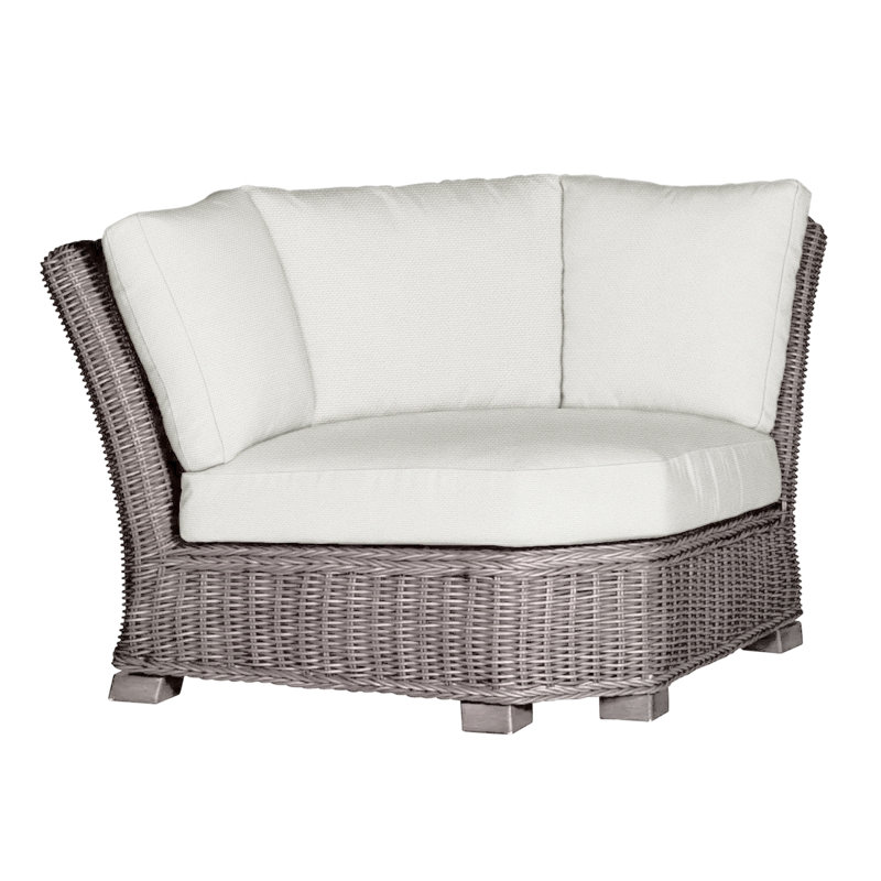 Rustic Woven Sectional Corner, Rollo Chambray InsideOut® Linen, No Welt, Oyster