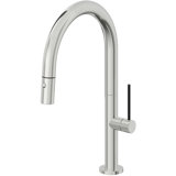 Pull-Down Kitchen Faucet With Button Sprayer - Low Arc Spout