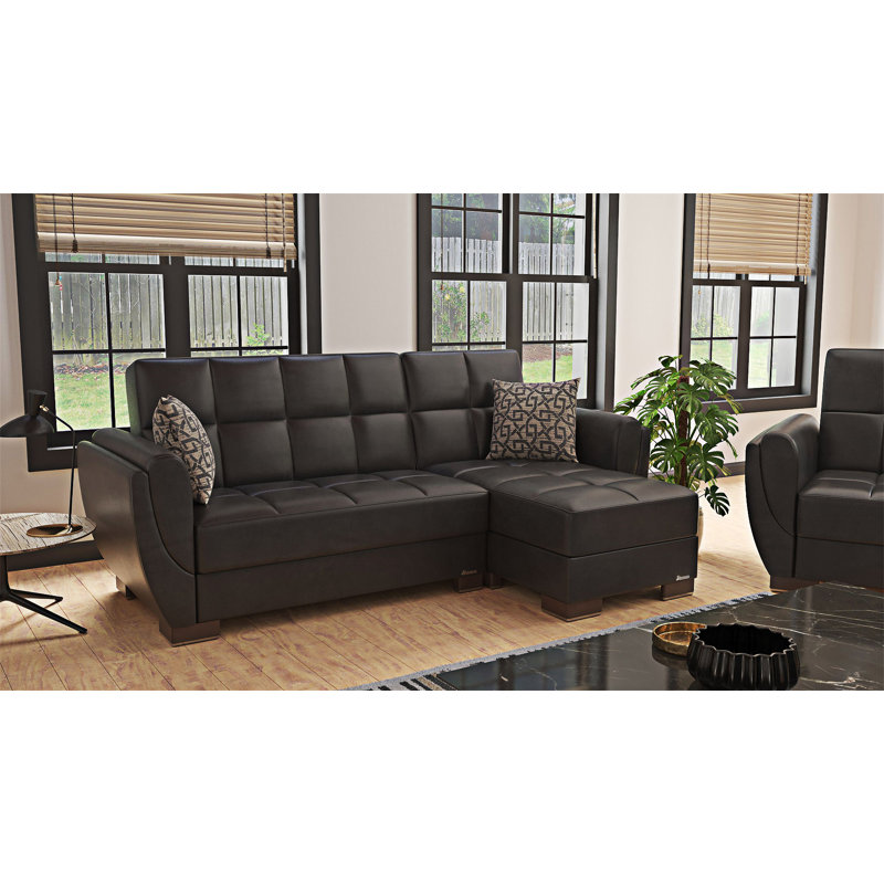 Chaise longue rembourrée convertible avec rangement, Noir
