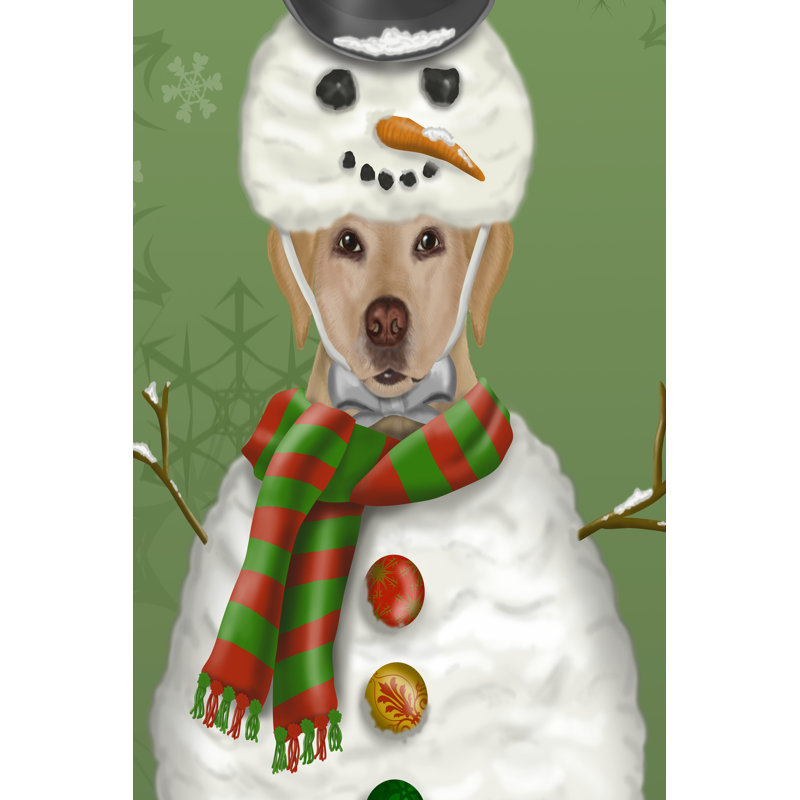 Yellow Labrador, Snowman Costume by Fab Funky - Wrapped Canvas Print, 30cm H x 20cm W