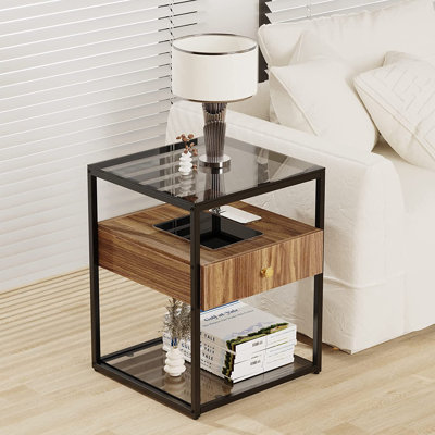 Adilynne 43 cm W Steel Bedside Table