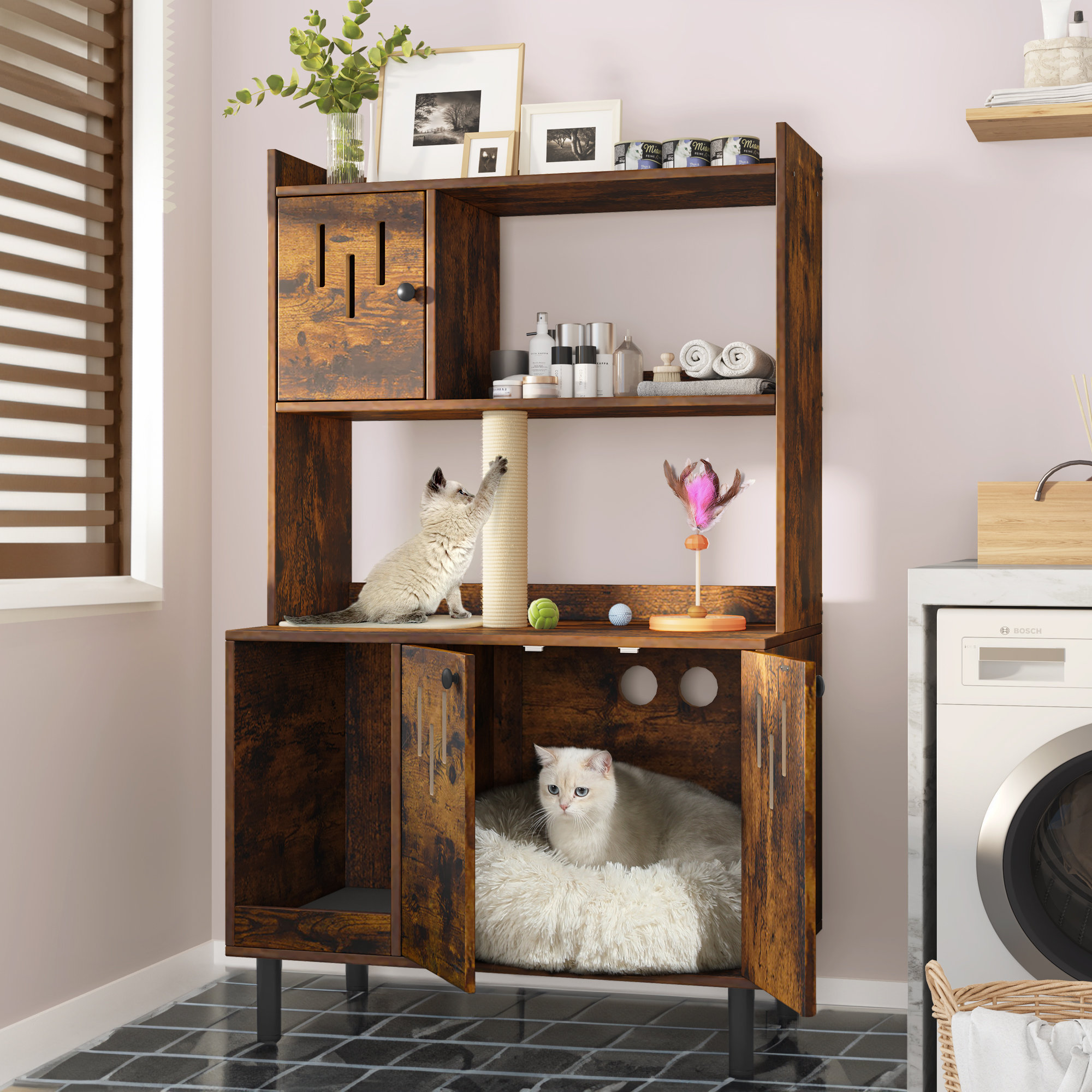 Archie & Oscar™ Cat Litter Enclosure With Shelves Wayfair