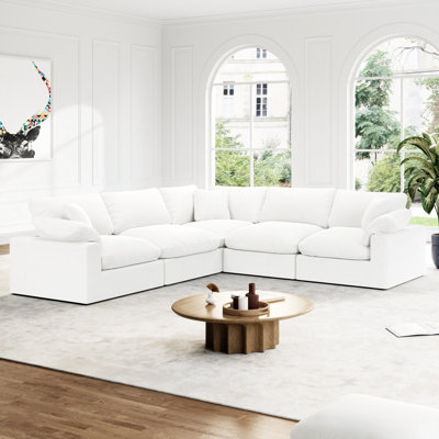 Upholstered Cloud Modular Sectional Sofa, Modern Comfy Couch Filled With Down, Convertible Deep Seat Couches For Living Room Apartment Lounge Bedroom