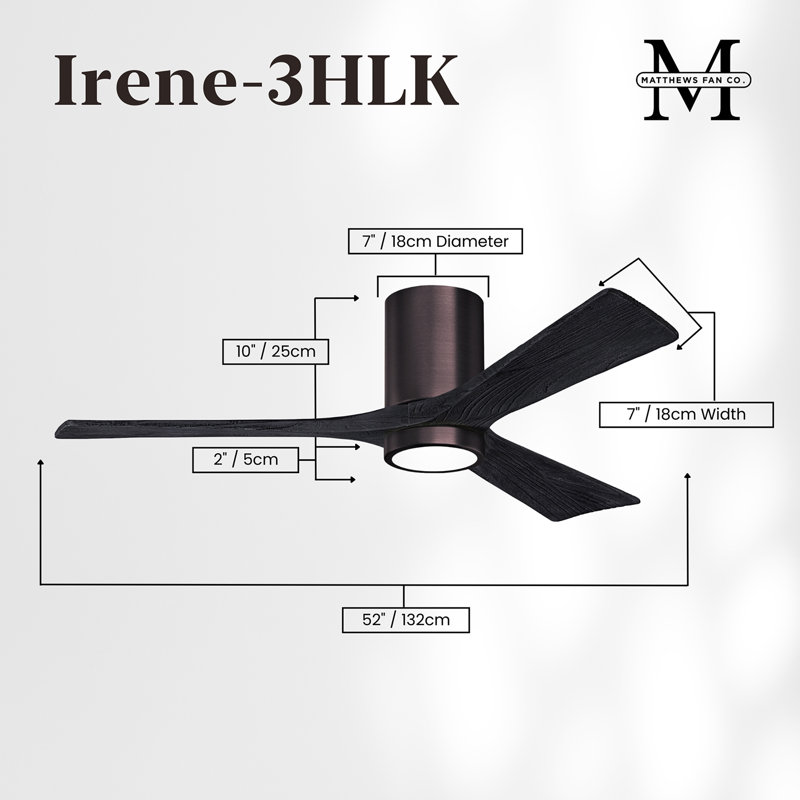 Irene LED Ceiling Fan, Matte Black, Brushed Bronze, 52"