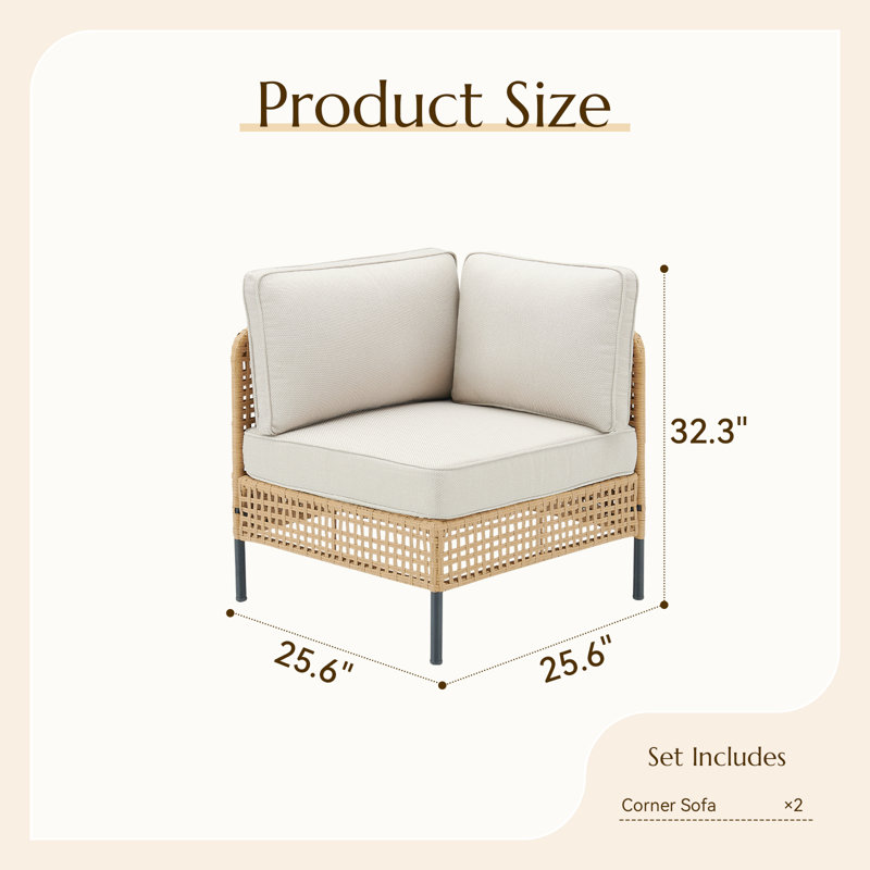 Modular Outdoor Sectional Sofa, PE Rattan Patio Conversation Set, All Weather Wicker Patio Furniture With Cushions
