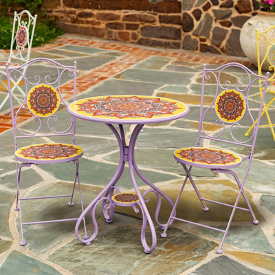 Portofino Three Piece Round Mosaic Bistro Set