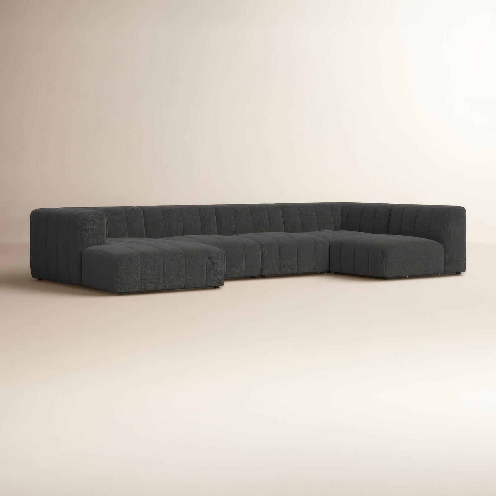 Bowry Modular Sectional, Left Hand Facing, Saxon Charcoal Polyester Blend