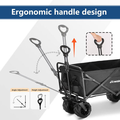 Chariot pliant robuste d'une capacité de 350 lb, chariot utilitaire de camping en plein air avec de grandes roues tout-terrain, chariot roulant d'épicerie portable | Idée de cadeau