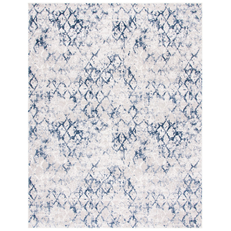 Doveton Geometric Grey/Blue Indoor Area Rug, Rectangle 11' X 15'