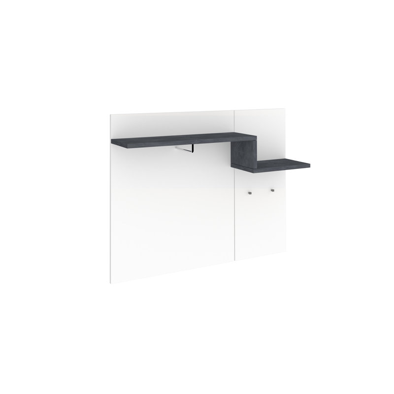 Meagher Wall 2 - Hook Wall Mounted Coat Rack, White Glossy/Slate