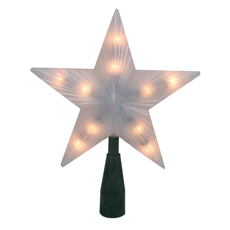 Décoration pour sommet de sapin en forme d'étoile à 5 pointes givrées 7 po - lumières claires