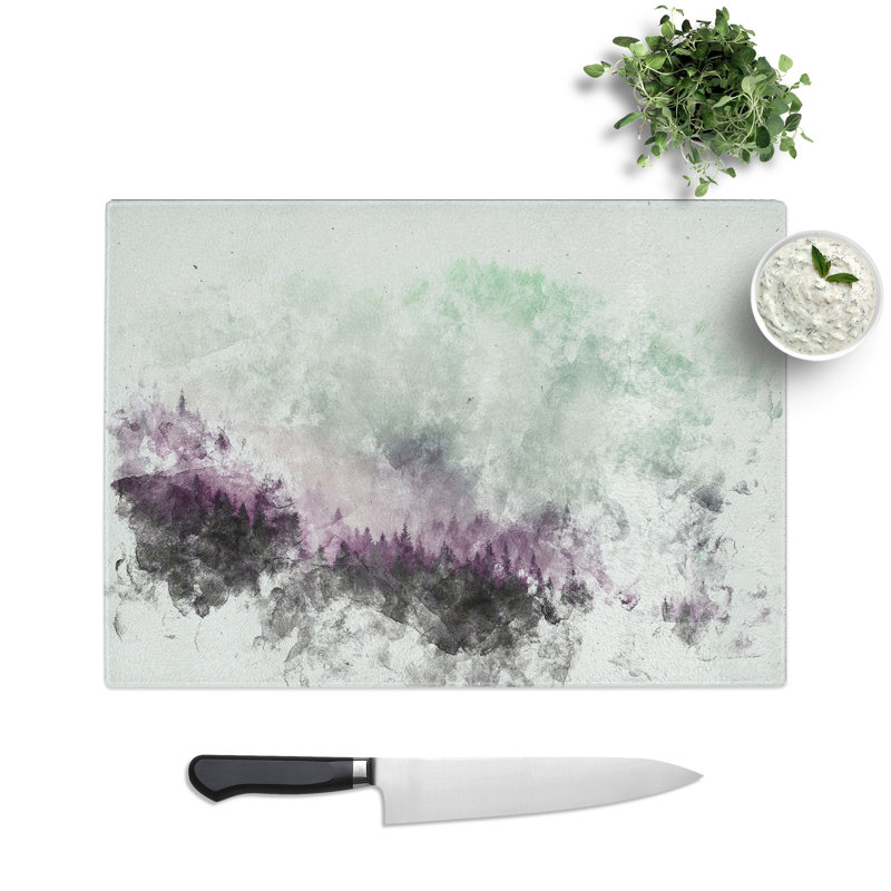 Tempered Glass Foggy Forest Chopping Board, 20 cm x 28.5 cm